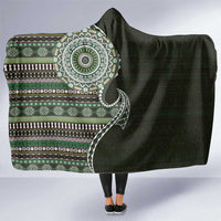 Fijian Masi Tribal Tattoos Art Pattern Hooded Blanket Green Color Half Style LT03 One Size Green - Polynesian Pride