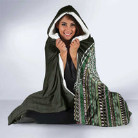 Fijian Masi Tribal Tattoos Art Pattern Hooded Blanket Green Color Half Style LT03 - Polynesian Pride