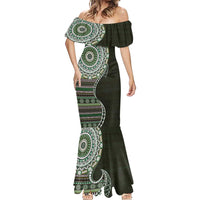 Fijian Masi Tribal Tattoos Art Pattern Mermaid Dress Green Color Half Style - Polynesian Pride