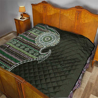 Fijian Masi Tribal Tattoos Art Pattern Quilt Green Color Half Style - Polynesian Pride