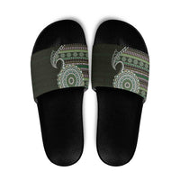Fijian Masi Tribal Tattoos Art Pattern Slide Sandals Green Color Half Style - Polynesian Pride