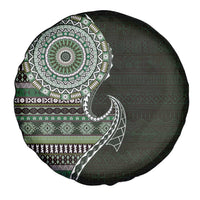 Fijian Masi Tribal Tattoos Art Pattern Spare Tire Cover Green Color Half Style - Polynesian Pride