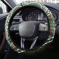 Fijian Masi Tribal Tattoos Art Pattern Steering Wheel Cover Green Color Half Style - Polynesian Pride