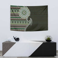 Fijian Masi Tribal Tattoos Art Pattern Tapestry Green Color Half Style LT03 - Polynesian Pride