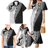 Fijian Masi Tattoos Family Matching Mermaid Dress and Hawaiian Shirt with Tapa Tribal Pattern - Polynesian Pride