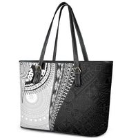 Fijian Masi Tattoos Leather Tote Bag with Tapa Tribal Pattern - Polynesian Pride