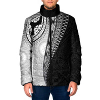 Fijian Masi Tattoos Padded Jacket with Tapa Tribal Pattern LT03 White - Polynesian Pride
