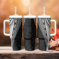 Fijian Masi Tattoos Tumbler With Handle with Tapa Tribal Pattern - Polynesian Pride