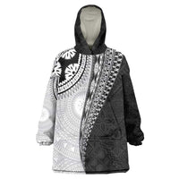 Fijian Masi Tattoos Wearable Blanket Hoodie with Tapa Tribal Pattern LT03 One Size White - Polynesian Pride
