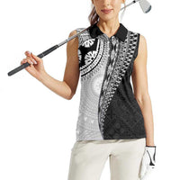 Fijian Masi Tattoos Women Sleeveless Polo Shirt with Tapa Tribal Pattern LT03 - Polynesian Pride