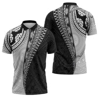 Fijian Masi Tattoos Zipper Polo Shirt with Tapa Tribal Pattern LT03 - Polynesian Pride