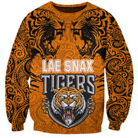 PNG Lae Snax Tigers Rugby Sweatshirt The Tigers Head and PNG Bird Polynesian Tattoo LT03 Unisex Orange - Polynesian Pride