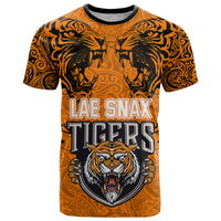 PNG Lae Snax Tigers Rugby T Shirt The Tigers Head and PNG Bird Polynesian Tattoo LT03 Orange - Polynesian Pride