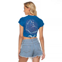 Cook Islands Manihiki Atoll Raglan Cropped T Shirt Maori Turtle and Polynesian Pattern