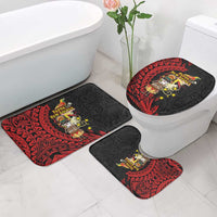 Papua New Guinea Christmas Bathroom Set Funny Melanesian Santa with Bird-of-paradise Tribal Style - Polynesian Pride