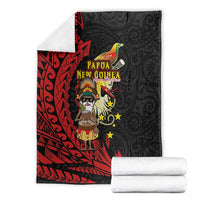 Papua New Guinea Christmas Blanket Funny Melanesian Santa with Bird-of-paradise Tribal Style - Polynesian Pride