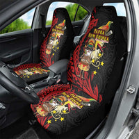 Papua New Guinea Christmas Car Seat Cover Funny Melanesian Santa with Bird-of-paradise Tribal Style - Polynesian Pride