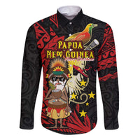 Papua New Guinea Christmas Family Matching Off The Shoulder Long Sleeve Dress and Hawaiian Shirt Funny Melanesian Santa with Bird-of-paradise Tribal Style - Polynesian Pride