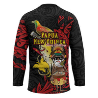 Papua New Guinea Christmas Hockey Jersey Funny Melanesian Santa with Bird-of-paradise Tribal Style - Polynesian Pride