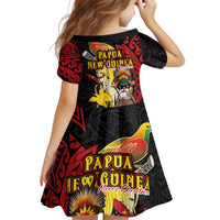 Papua New Guinea Christmas Kid Short Sleeve Dress Funny Melanesian Santa with Bird-of-paradise Tribal Style - Polynesian Pride