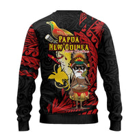 Papua New Guinea Christmas Ugly Christmas Sweater Funny Melanesian Santa with Bird-of-paradise Tribal Style - Polynesian Pride