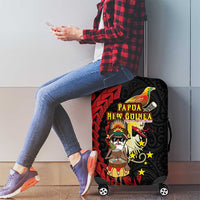 Papua New Guinea Christmas Luggage Cover Funny Melanesian Santa with Bird-of-paradise Tribal Style - Polynesian Pride
