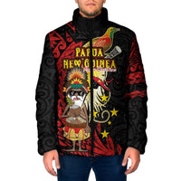 Papua New Guinea Christmas Padded Jacket Funny Melanesian Santa with Bird-of-paradise Tribal Style - Polynesian Pride
