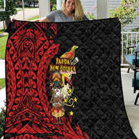 Papua New Guinea Christmas Quilt Funny Melanesian Santa with Bird-of-paradise Tribal Style - Polynesian Pride