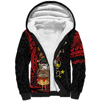 Papua New Guinea Christmas Sherpa Hoodie Funny Melanesian Santa with Bird-of-paradise Tribal Style - Polynesian Pride