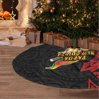 Papua New Guinea Christmas Tree Skirt Funny Melanesian Santa with Bird-of-paradise Tribal Style - Polynesian Pride