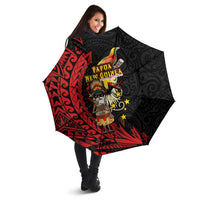 Papua New Guinea Christmas Umbrella Funny Melanesian Santa with Bird-of-paradise Tribal Style - Polynesian Pride