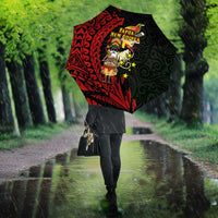 Papua New Guinea Christmas Umbrella Funny Melanesian Santa with Bird-of-paradise Tribal Style - Polynesian Pride