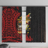 Papua New Guinea Christmas Window Curtain Funny Melanesian Santa with Bird-of-paradise Tribal Style - Polynesian Pride