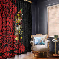 Papua New Guinea Christmas Window Curtain Funny Melanesian Santa with Bird-of-paradise Tribal Style - Polynesian Pride