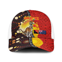 Australia and Papua New Guinea Together Baseball Net Cap Bird-of-paradise and Kangaroo with Oro Tapa and Aboriginal Art Motifs - Polynesian Pride