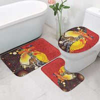 Australia and Papua New Guinea Together Bathroom Set Bird-of-paradise and Kangaroo with Oro Tapa and Aboriginal Art Motifs - Polynesian Pride