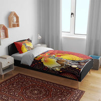 Australia and Papua New Guinea Together Bedding Set Bird-of-paradise and Kangaroo with Oro Tapa and Aboriginal Art Motifs - Polynesian Pride