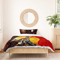 Australia and Papua New Guinea Together Bedding Set Bird-of-paradise and Kangaroo with Oro Tapa and Aboriginal Art Motifs - Polynesian Pride