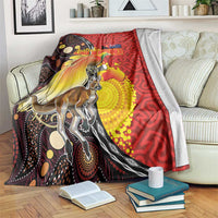 Australia and Papua New Guinea Together Blanket Bird-of-paradise and Kangaroo with Oro Tapa and Aboriginal Art Motifs - Polynesian Pride