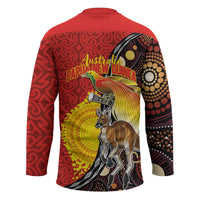 Australia and Papua New Guinea Together Hockey Jersey Bird-of-paradise and Kangaroo with Oro Tapa and Aboriginal Art Motifs - Polynesian Pride
