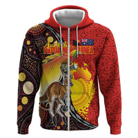 Australia and Papua New Guinea Together Hoodie Bird-of-paradise and Kangaroo with Oro Tapa and Aboriginal Art Motifs - Polynesian Pride