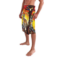 Australia and Papua New Guinea Together Lavalava Bird-of-paradise and Kangaroo with Oro Tapa and Aboriginal Art Motifs LT03 - Polynesian Pride