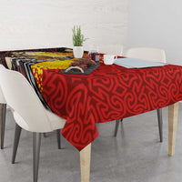 Australia and Papua New Guinea Together Tablecloth Bird-of-paradise and Kangaroo with Oro Tapa and Aboriginal Art Motifs - Polynesian Pride