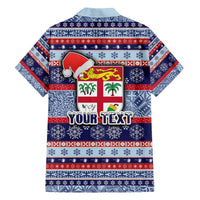 Custom Fiji Christmas Hawaiian Shirt Fijian Santa and Coat of Arms Mix Tapa Pattern Striped Style LT03 - Polynesian Pride