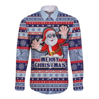 custom-fiji-christmas-long-sleeve-button-shirt-fijian-santa-and-coat-of-arms-mix-tapa-pattern-striped-style