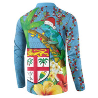 Fijians Iguana Tagimoucia Christmas Button Sweatshirt Christmas Palm Tree and Hibiscus LT03 - Polynesian Pride