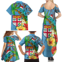 Fijians Iguana Tagimoucia Christmas Family Matching Summer Maxi Dress and Hawaiian Shirt Christmas Palm Tree and Hibiscus