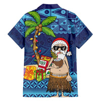 The Funny Santa Wears Sulu Christmas Family Matching Tank Maxi Dress and Hawaiian Shirt Fijian Christmas Palm Tree With Masi Art Tattoo