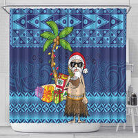 The Funny Santa Wears Sulu Christmas Shower Curtain Fijian Christmas Palm Tree With Masi Art Tattoo