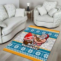 Hawaii Mele Kalikimaka Area Rug Funny Santa and Coconut Mix Kakau Pattern LT03 - Polynesian Pride